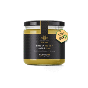 Linden Honey jar from DW Honey, natural honey from Harz Mountains in Germany.