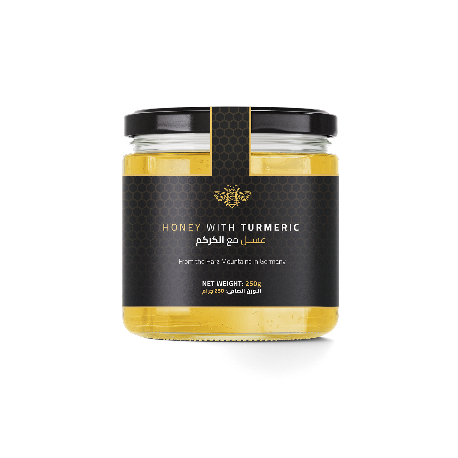 Raw Honey with Turmeric 250g by DW Power – premium honey blend from Harz Mountains, Germany