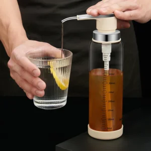 Press type honey bottle high borosilicate glass No Drip can control up to 16oz syrup dispenser kitchen tool container